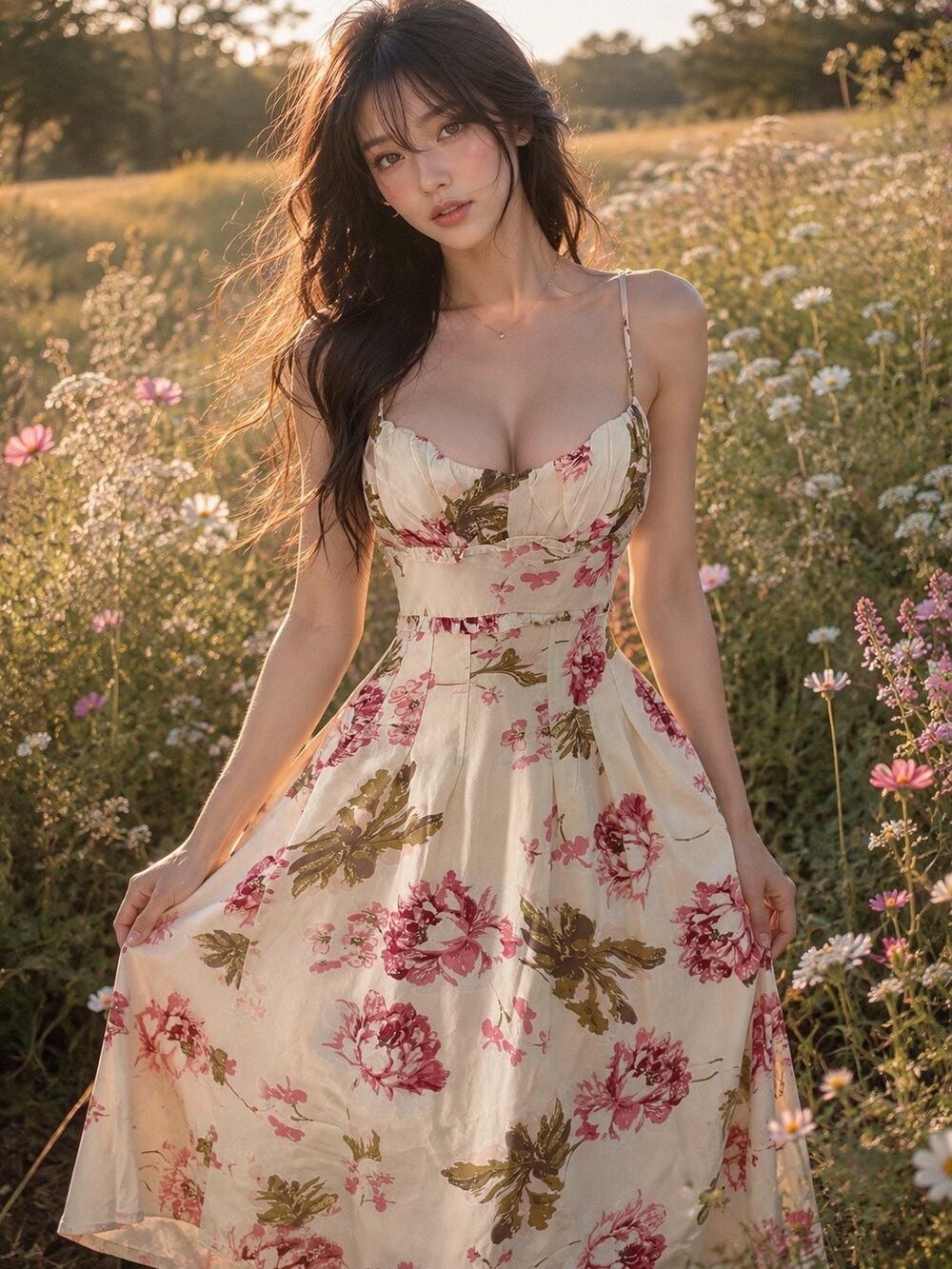 Strolls Through the Cottage Garden blooming floral fit and flare midi dress